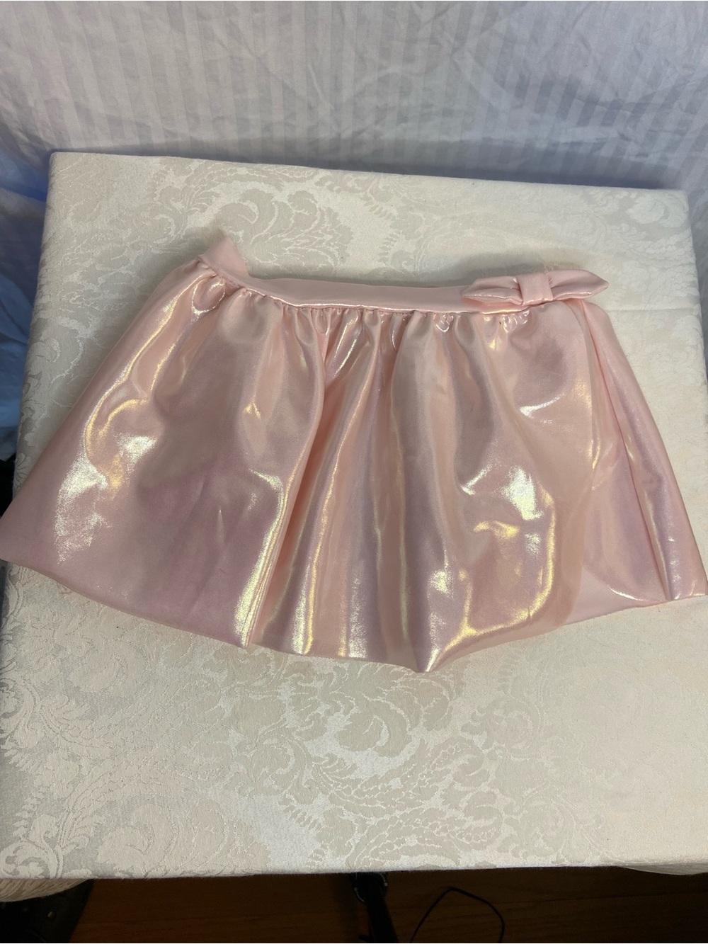 Shimmer Pink A-Line Skirt with Side Bow